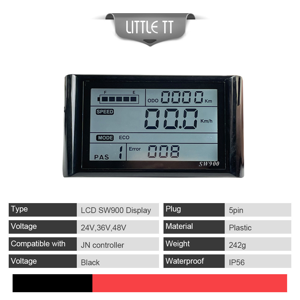 Electric bicycle modification accessories LCD-SW900 LCD meter data display 24-72V waterproof connector