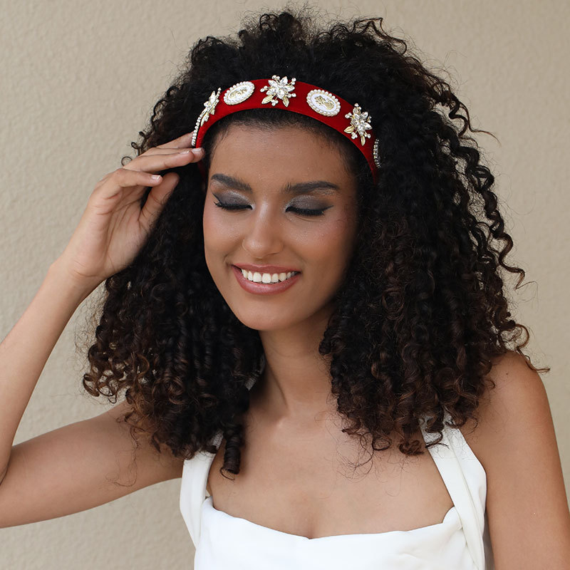 144g Weight Hair Band Hair Accessories Type Rhinestones Inlay Material Simple Style Classic Style Flower Cloth Handmade Inlay Rhinestones Hair Band