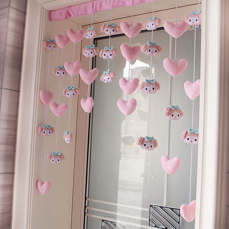 Melody pink love door curtain household High-looking Princess Heart door curtain decorative hanging curtain punch-free partition curtain for women
