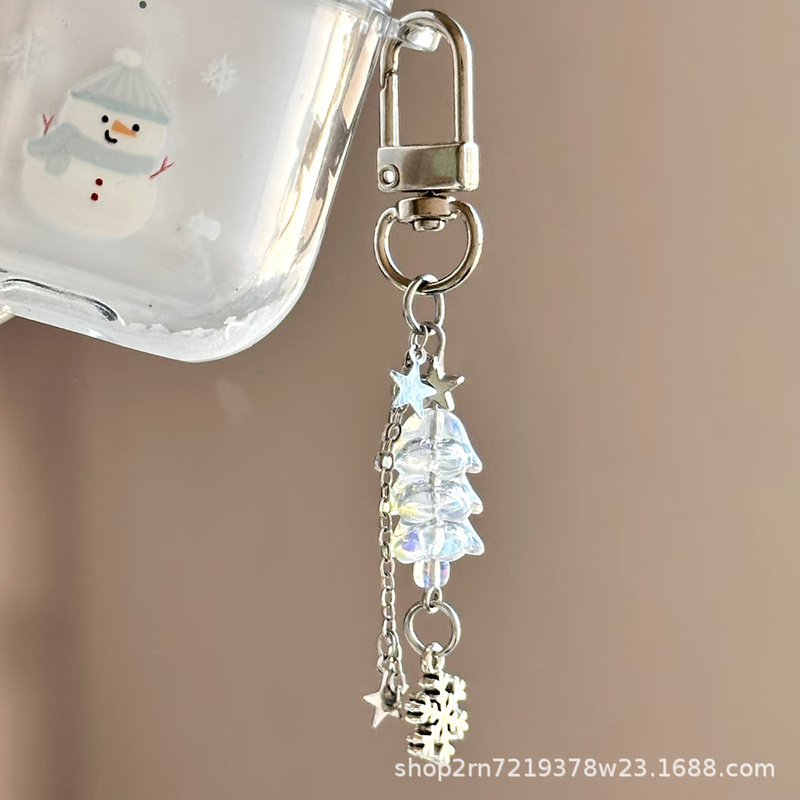 Transparent Star Christmas Tree Pendant Shell Decoration Snowflake Versatile Bag Camera Keychain Door Buckle