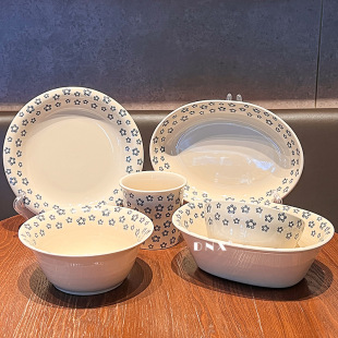 Household Japanese Style Vintage Blue Duo Bathtub Bowl Ceramic Bowl Fruit Dim Scare Bowl Yogurt Irregular Salah Bowl Neat Bowl