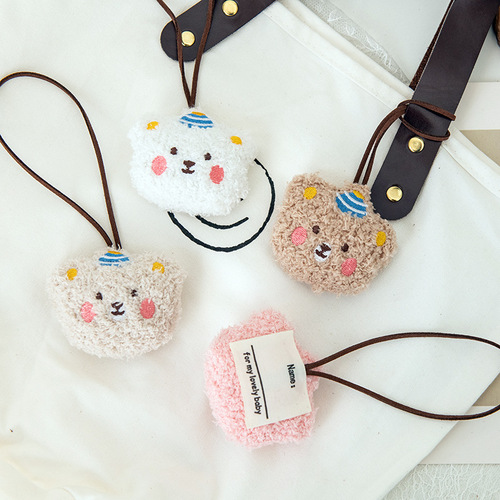 Korean ins cute little bear head doll bag pendant children's name identification keychain bag pendant