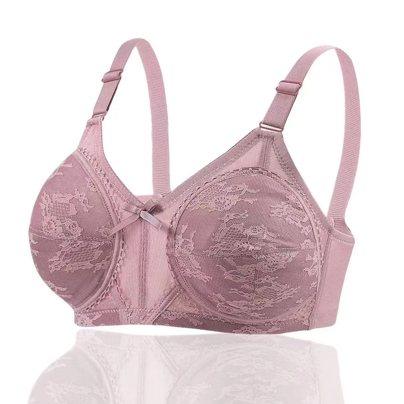 Gran tamaño de comercio exterior punto delgado sin esponja sin anillo de acero ropa interior mujer gran pecho pequeño se reúnen contra la caída del sujetador