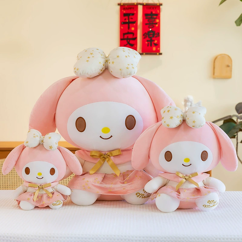 Плюшевая игрушка Hello Kitty, кукла с золотым бантиком в розовом платье — мягкая, размеры 23–90 см