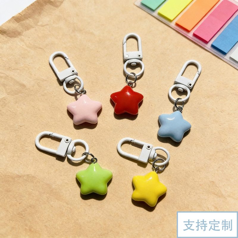 Ins Cute Chubby Star Keychain Five-Pointed Star Resin Pendant Versatile Bag Accessory Small Gift