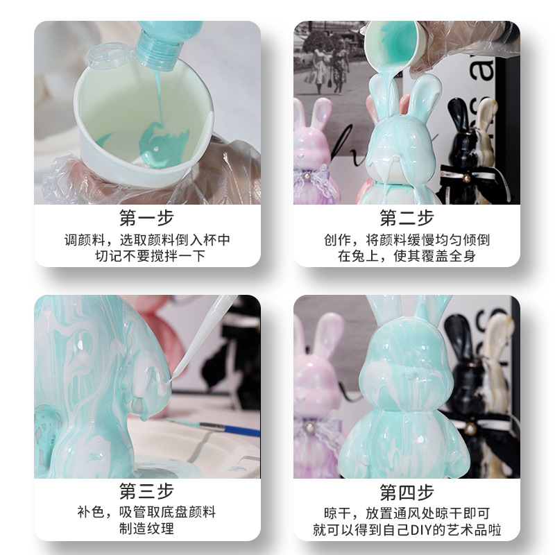 Internet celebridad fluido conejo alcancía DIY decoración traje hecho a mano material paquete traje blanco embrión juguete decoración del hogar