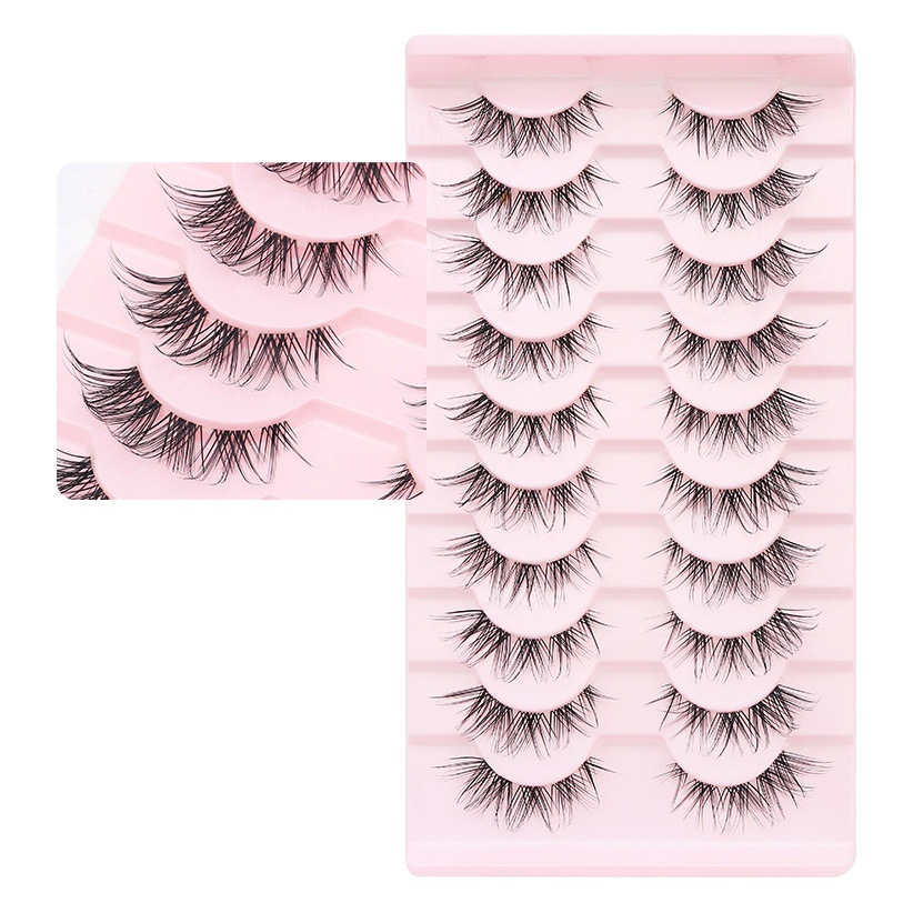 DINGSEN fábrica de pestañas postizas transfronterizas línea de un solo pez tallo pestañas segmentadas red zorro rojo serie pestañas de una sola pieza