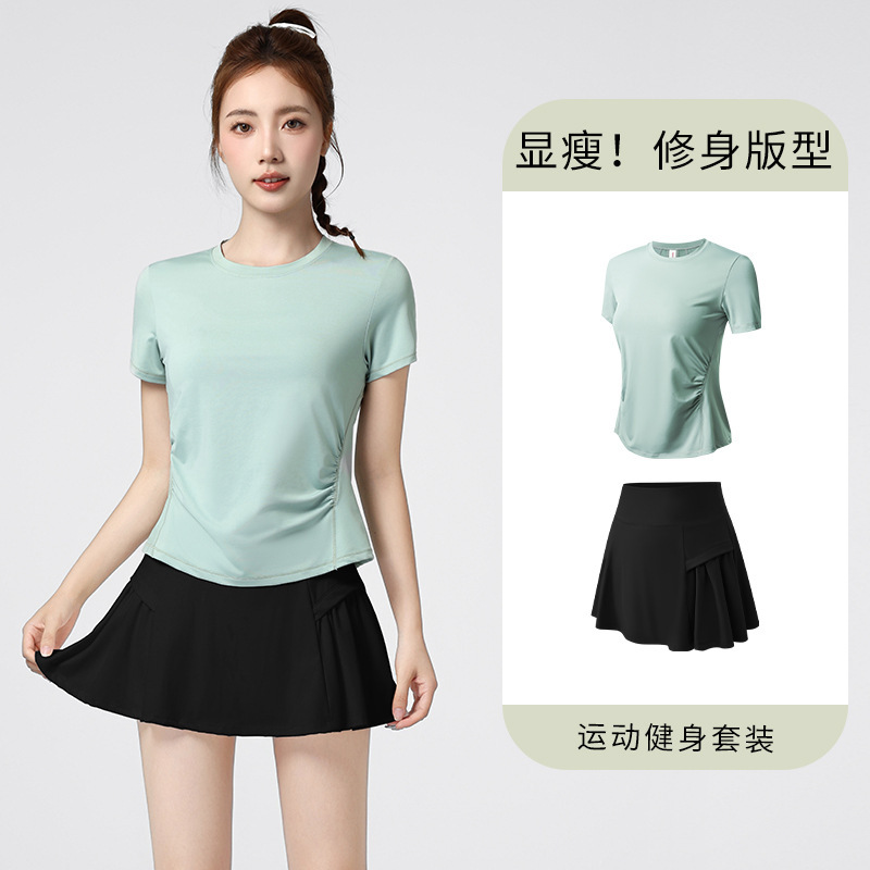 绝美网球服女2025新款夏季运动短裙气质显瘦瑜伽套装专业健身上衣|undefined