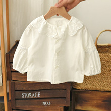 女童衬衫洋气时髦春秋新款小公主白色衬衣长袖婴儿宝宝娃娃衫t恤