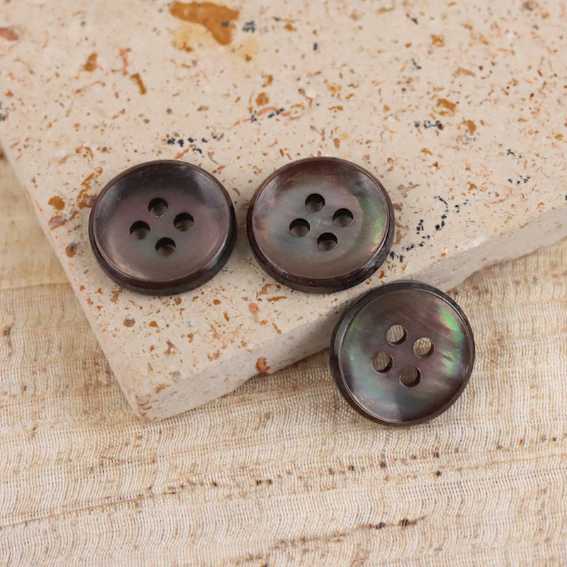 High-Quality Custom Bowl-Shaped Natural Black Mother-Of-Pearl Buttons, Silk and Linen Shirt Shell Buttons, Sweater Cardigan Trench Coat Buttons