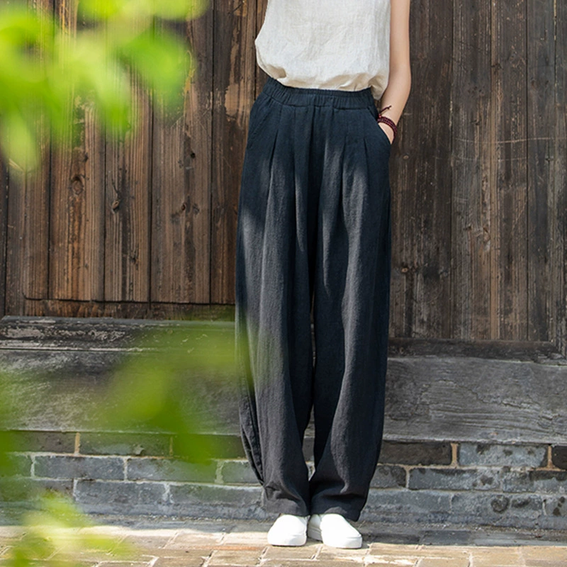 Casual Spring Trousers, cotton-linen blend, loose fit, mid-rise, multi-color sizes S–L