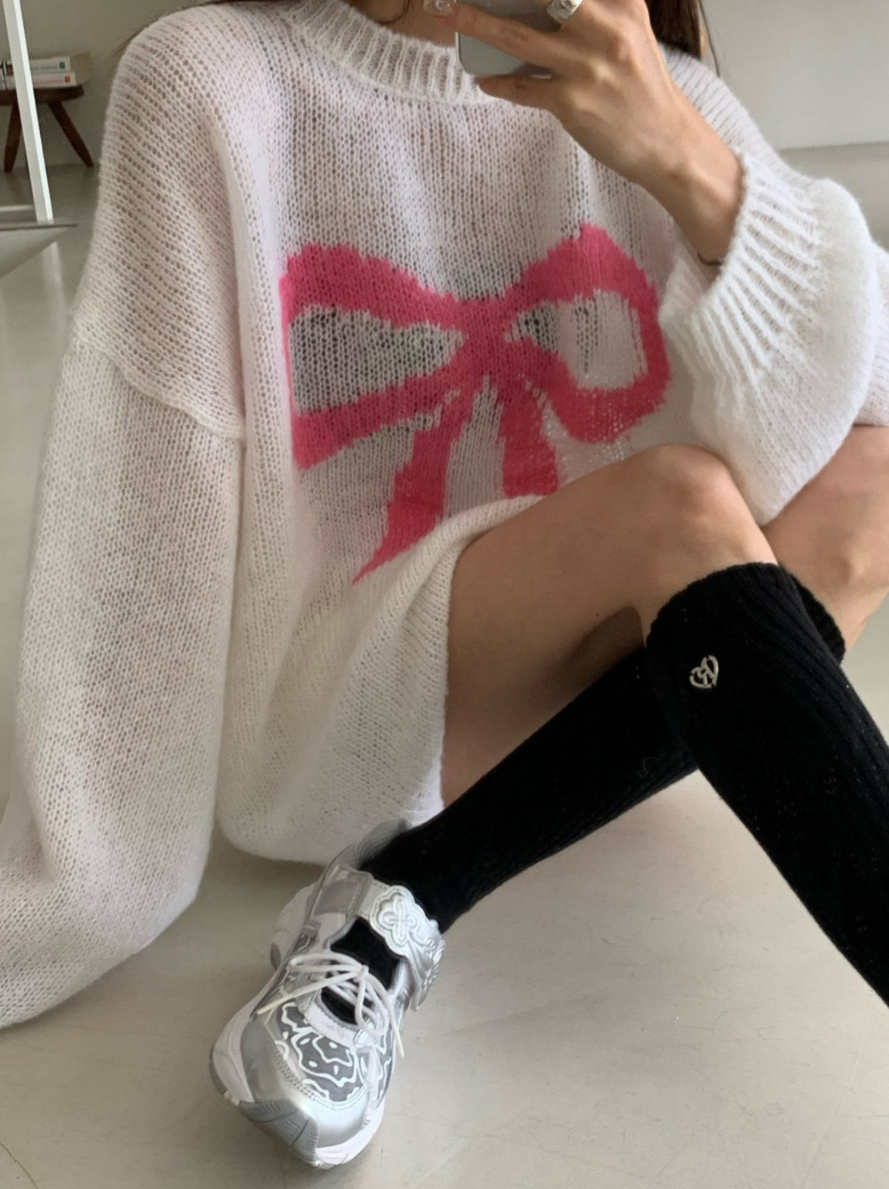 420g Weight Long Sleeve Sleeve Length Pullovers Placket Type Spandex, knit Fabric Type Long Top Length Knitwear Tops Type Daily Occasion Round Neck Neckline Loose Fit Type Bow Knot Pattern Spring, Autumn Season Women's Gender Casual, Elegant Style Wholesale Women's Casual Elegant Bow Knot Long Sleeve Sweaters & Cardigans 17