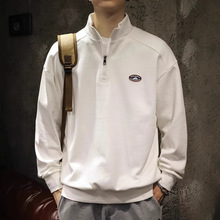 美式潮牌运动卫衣男2025春秋季新款男士上衣宽松半拉链翻领卫衣男