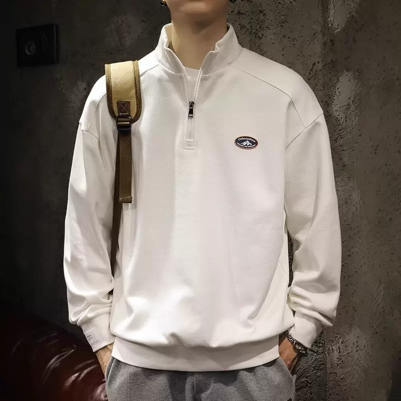 美式潮牌运动卫衣男2025春秋季新款男士上衣宽松半拉链翻领卫衣男