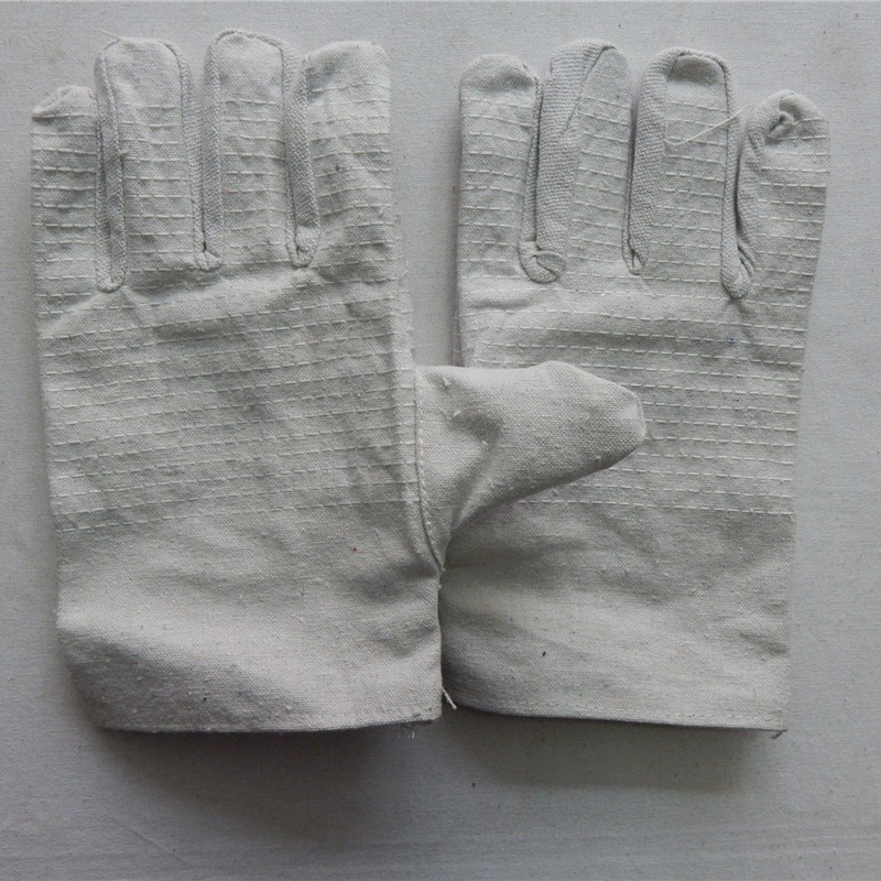 24.5cm帆布防护手套防滑耐磨舒适24道线优质加厚双层劳保手套