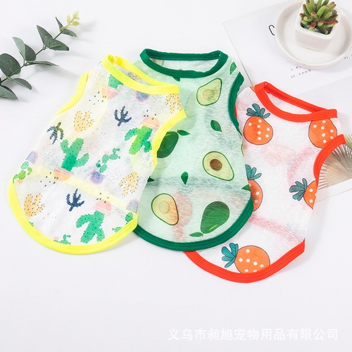 Dog clothes vest spring and summer thin breathable cat French Dou Pomeranian Teddy Bichon sun protection pet bottoming shirt