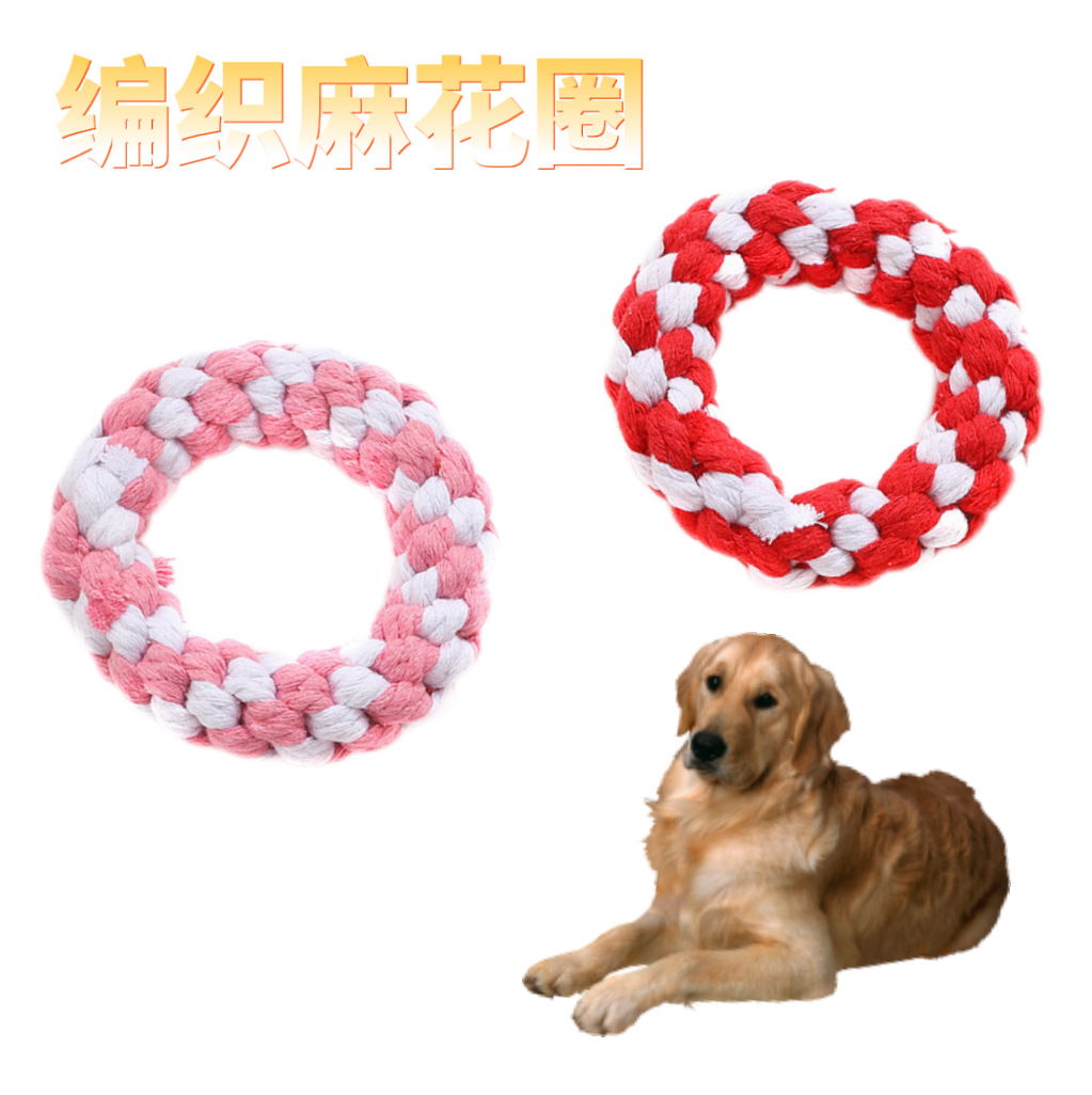 Cuerda de algodón para mascotas, molares, cuerdas resistentes a morder, nudos, juguetes para perros, coronas de cáñamo tejidas para perros grandes y medianos, cuerdas para limpiar los dientes, tira y afloja, cuerdas para morder
