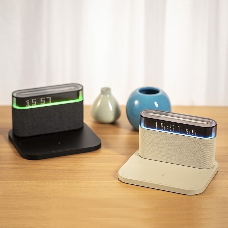 2025 新しいクロスボーダーギフトホームワイヤレス充電スマート時計ナイトライト Bluetooth スピーカー家庭用小型家電|undefined