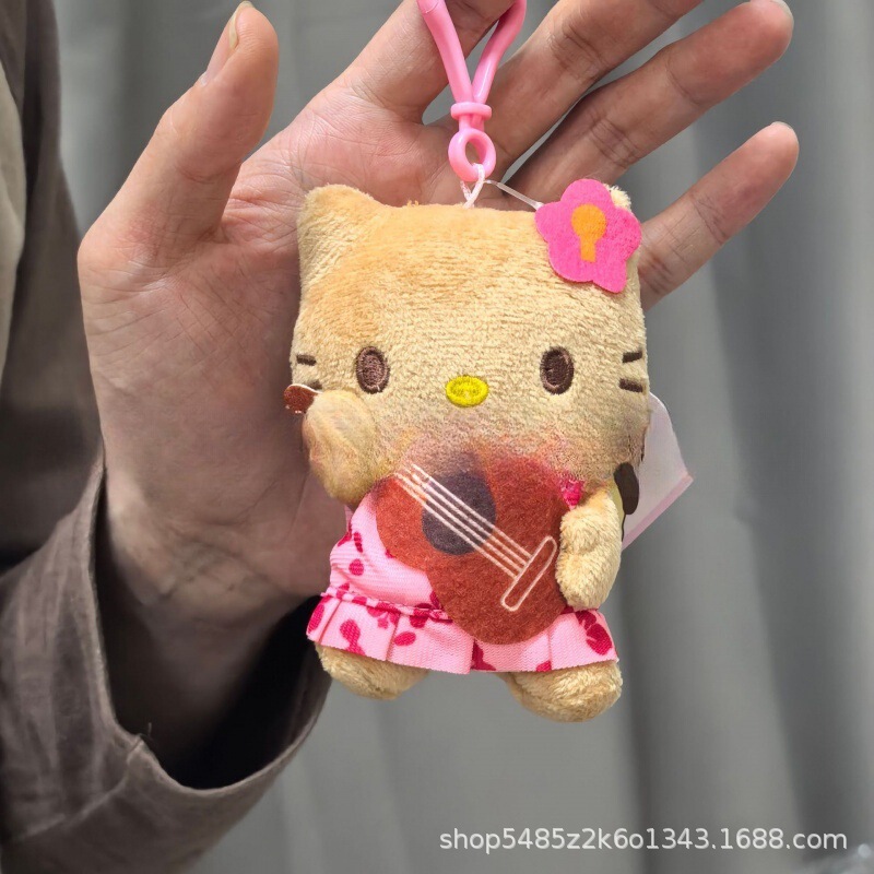 黑色草帽kitty帽宝宝挂件爱心扣公仔玩偶可爱赫本风挂饰钥匙扣|undefined