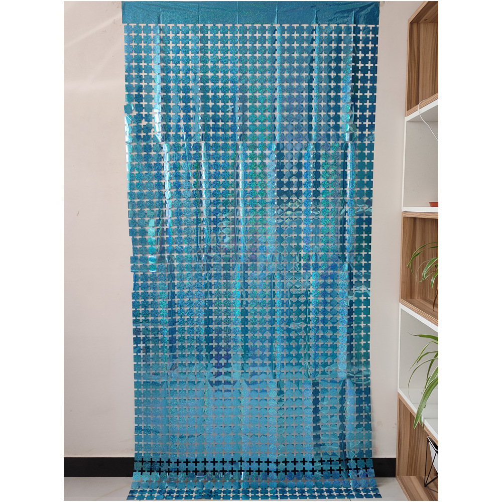 Cortina de seda de lluvia nueva decoración del partido pequeña cortina cuadrada transfronteriza escena diseño fiesta suministros Golden Laser cortina cuadrada