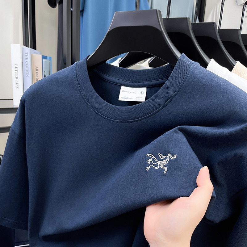 Men's Cotton Short-Sleeve T-Shirt Summer Trendy Brand High-End Men's T-Shirt Versatile Round-Neck Short-Sleeve Top Wholesale