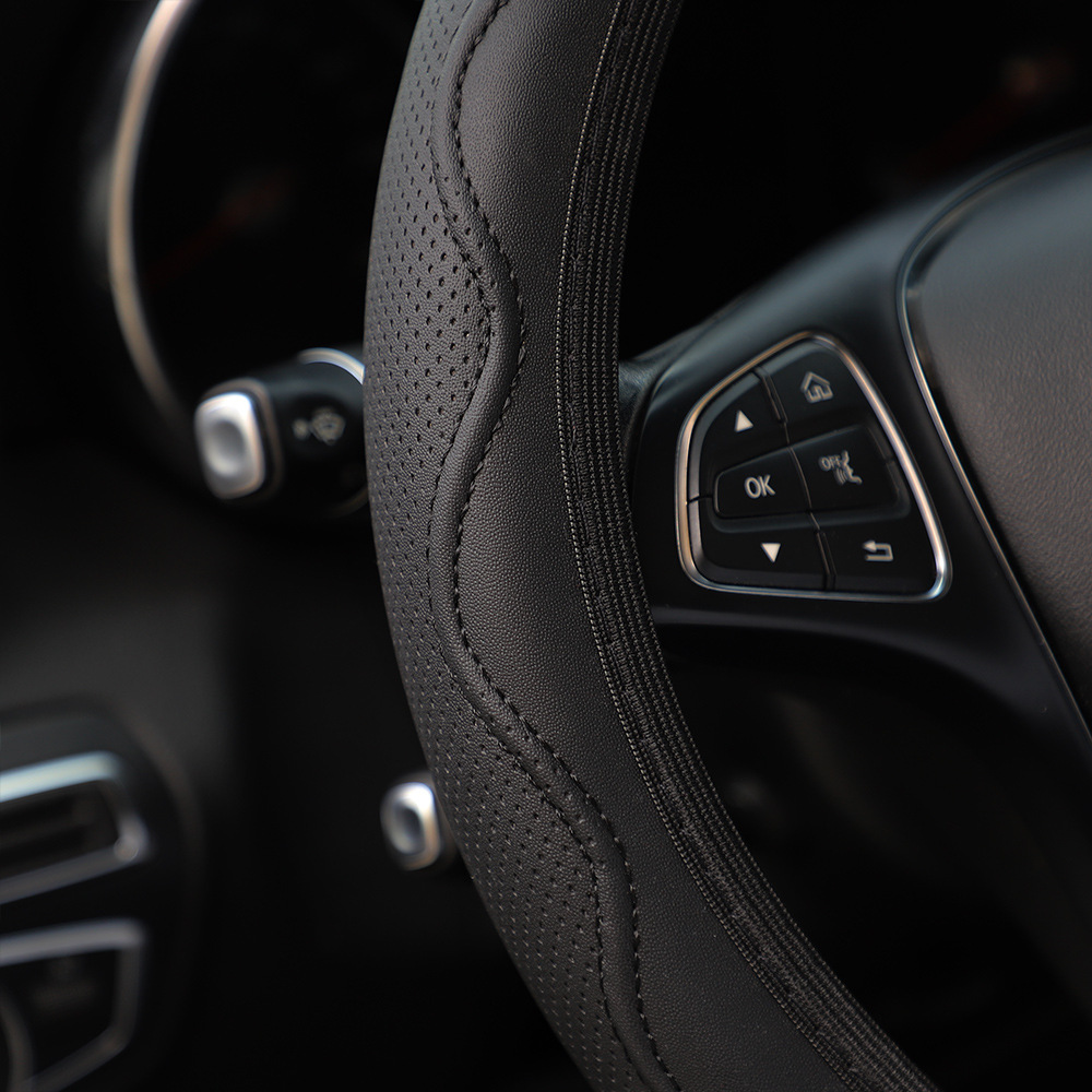Anillo no interior de fibra cuero en relieve corrugado elástico volante cubierta de la manija del coche cubierta cuatro estaciones transfronterizas AliExpress