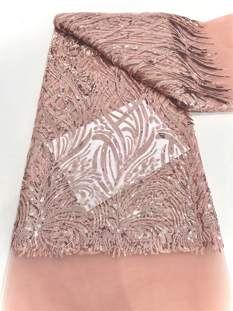 Nueva tela de lentejuelas de tubo de cuentas de moda tela de bordado con cuentas vestido de novia de alta costura tela de vestido de moda