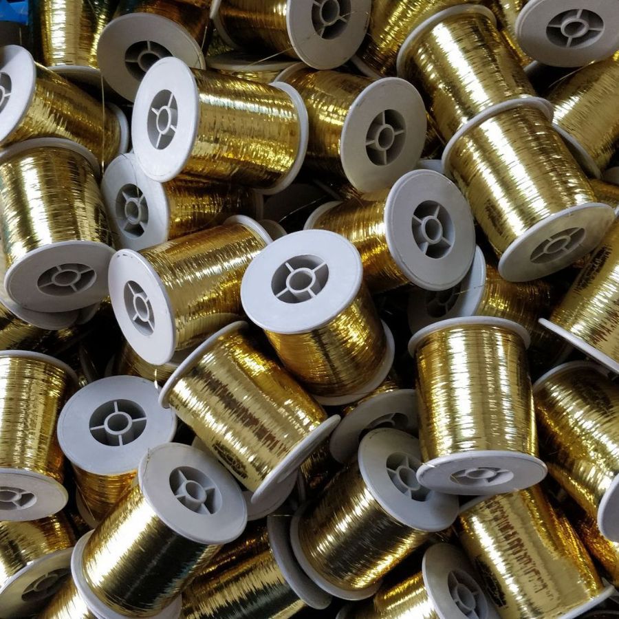 深雪青色扁金属丝淡天蓝色扁型金箔彩丝聚酯闪光香槟金金箔直丝