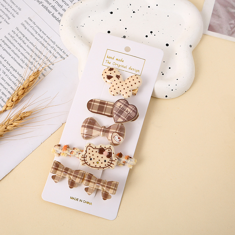 Clips de boca de pato para niños coreanos dulces y lindos cabello de cabello de arco de cuadrilátero clips de cabello de frangeo para el cabello rotos lateral clip