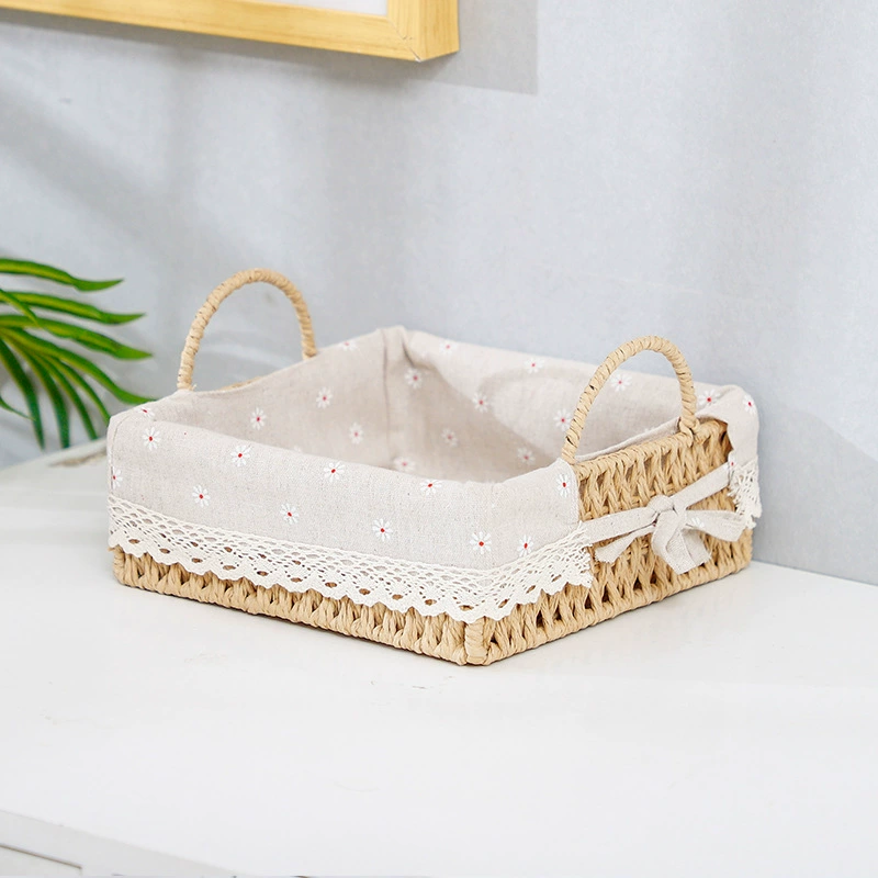 Woven storage baskets with cloth liners, assorted shapes (round/oval/rectangular/square)