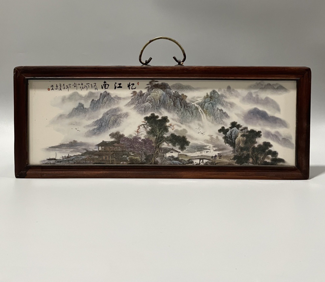 레드 우드 상감 도자기 패널 그림 추억 Jiangnan 교수형 스크린