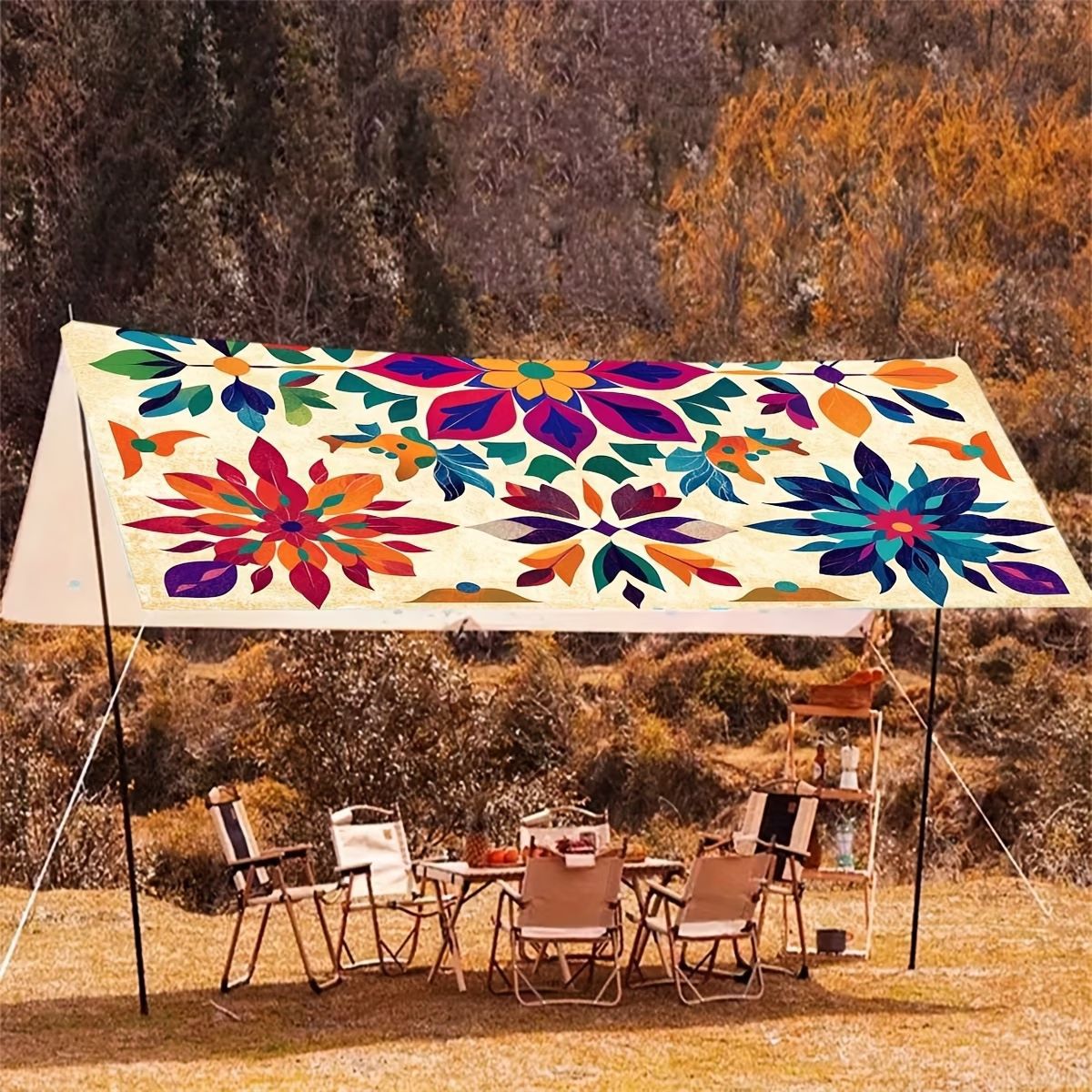 Cross-Border Jit Bohemian Mandala Floral Gradient Color Outdoor Sunshade Curtain Sunshade Cloth Canopy Factory Direct Sale