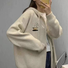 连帽开衫卫衣女2025新款爆款秋冬宽松灰色长袖小个子拉链针织上衣