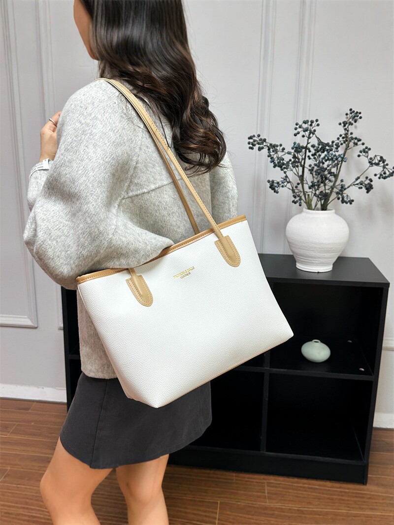 Bolso Tote para Mujer de PU con Gran Capacidad y Cierre de Cremallera para Uso Diario y Viajes