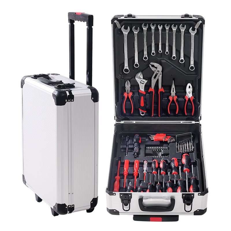 Juego de herramientas Bosxi 187 pzs – maletín portátil de aluminio con ruedas, set industrial profesional