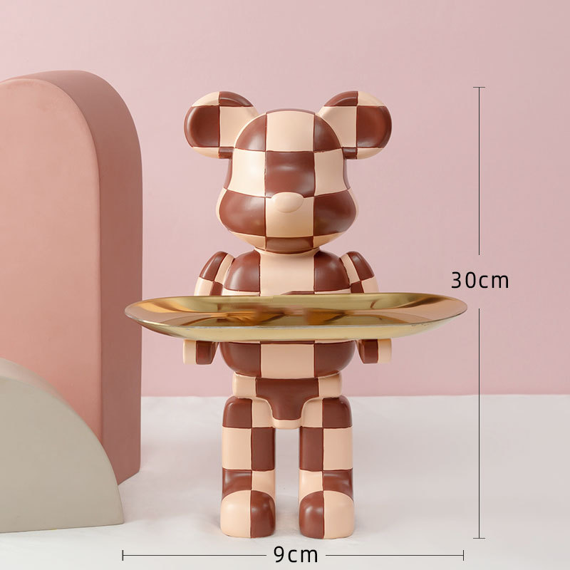 Oso grande a cuadros rosa
