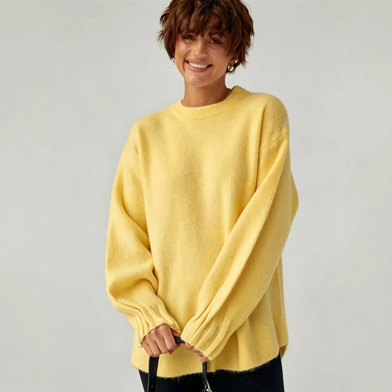 Knitted Sweater Autumn and Winter Round Neck Knitwear Loose Soft Sweater Jacket for Women
