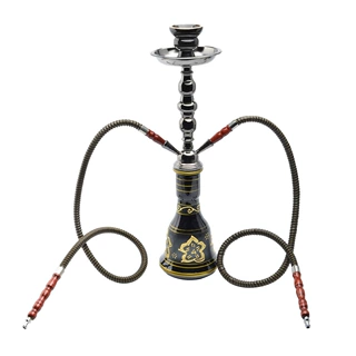 跨境现货中号双管水烟壶玻璃铁件水烟壶套装三四管水烟具烟枪