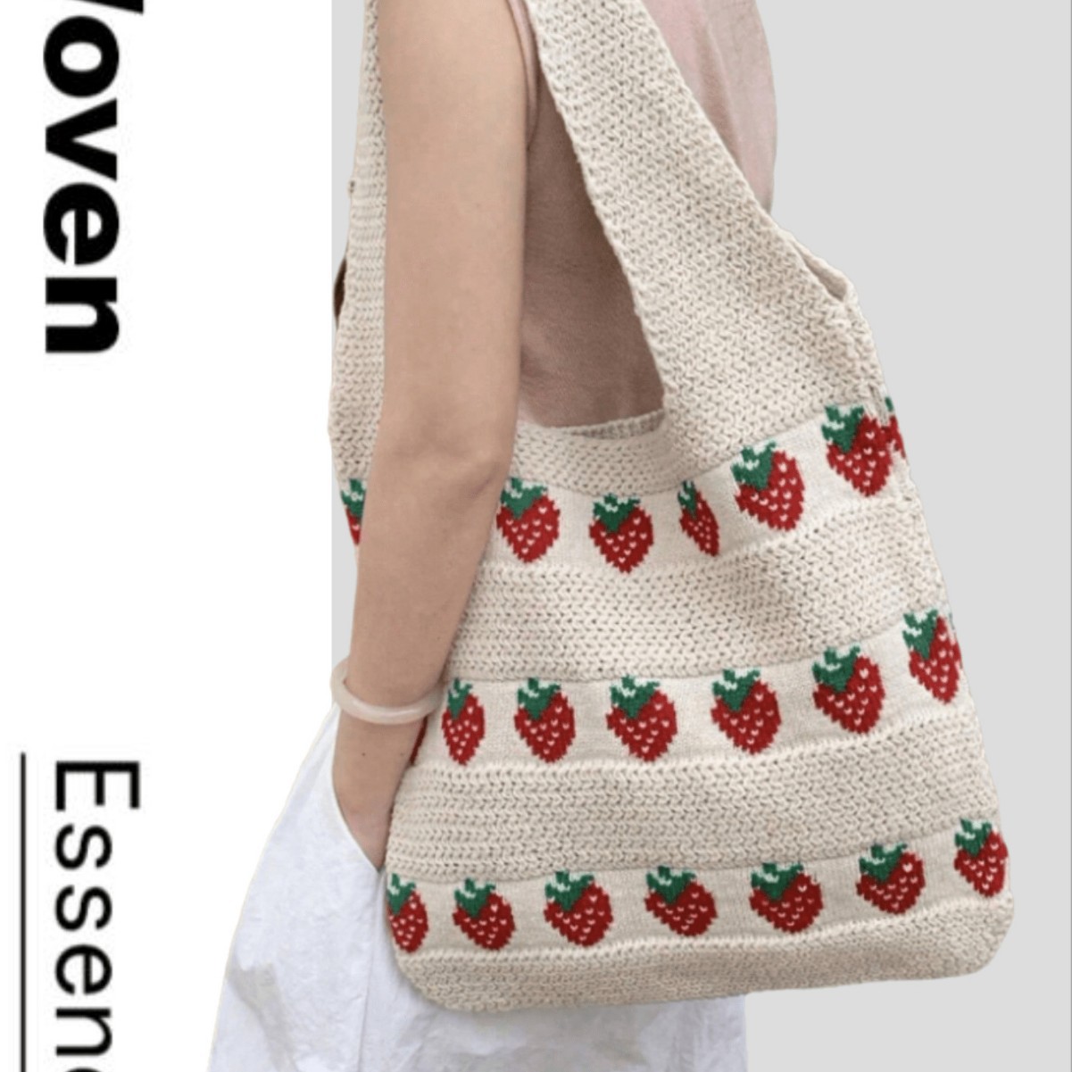 Dopamina trenzada lana de punto nuevo amor literatura y arte de hombro bolso de mano bolso de gran capacidad bolso de compras