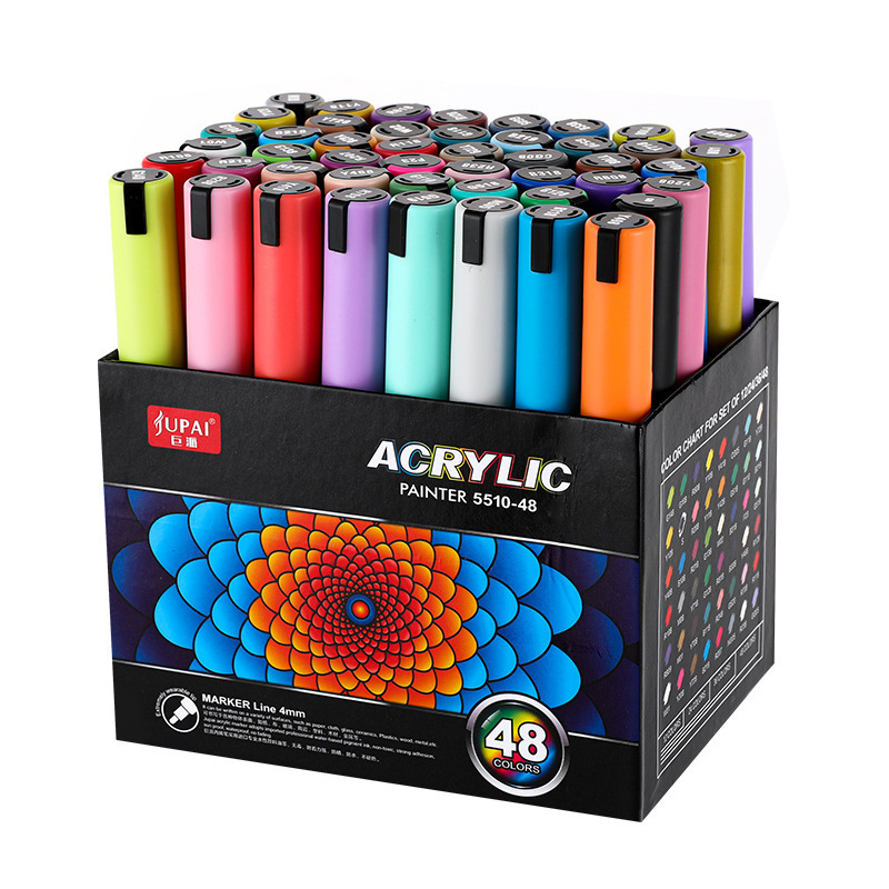 Jupai acrílico marcador a base de agua 60 colores respetuoso con el medio ambiente inodoro MSDS detección pintura plantilla color pluma transfronteriza Venta caliente