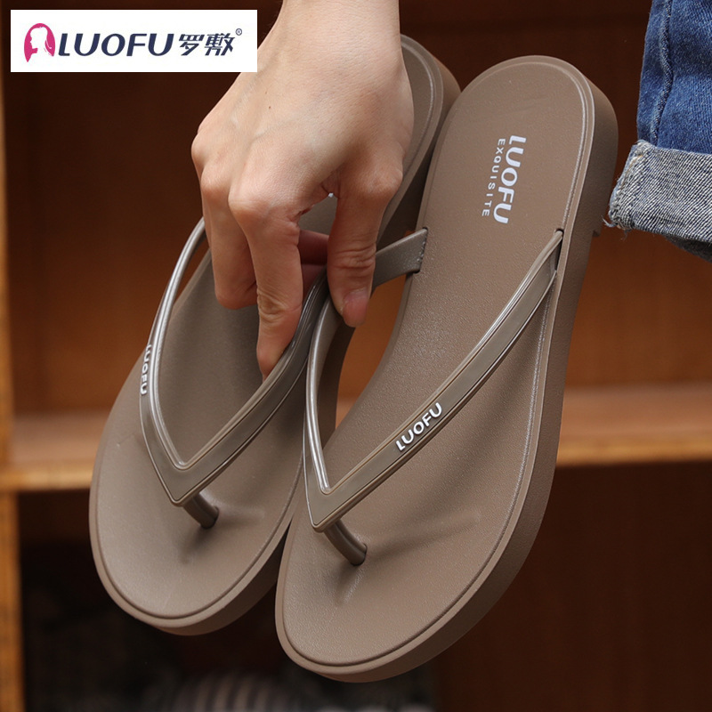 Luo Fu flip-flops verano femenino con zapatillas negras en el baño Baño Playa férula playa zapatos de natación