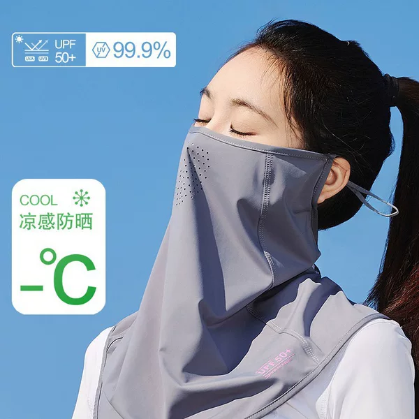 Summer Sun Protection Mask Ice Silk Ear Hanging Mask Outdoor Breathable Mesh Comfortable Anti-uv Neck Scarf