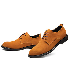 代發大碼48跨境男士尖頭休閒皮鞋工裝時尚擦色反絨皮磨砂皮男鞋子
