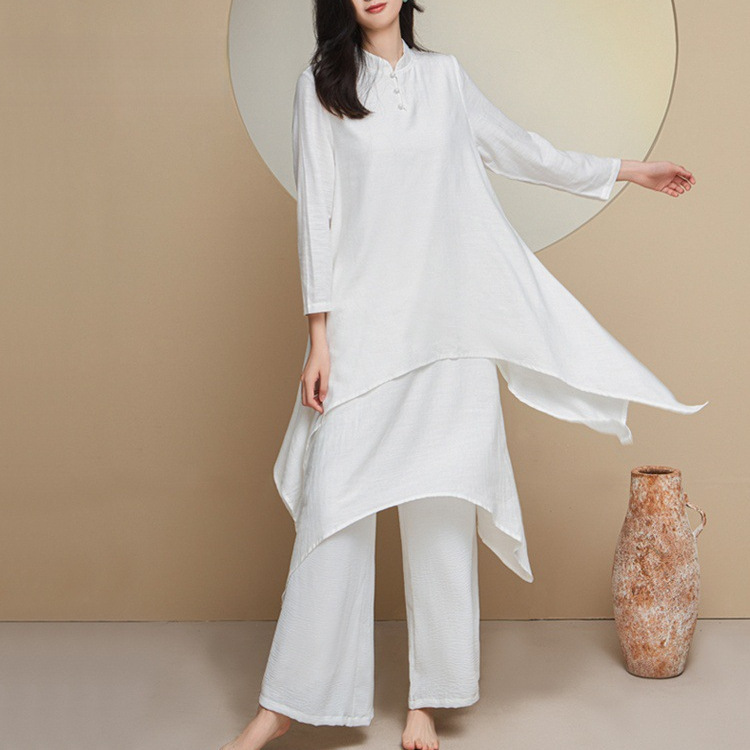 Youjia Yoga Suit Women's White Loose Kundalini Meditation Healing Zen Suit Bi Gu Dance Rhythm Zen Suit