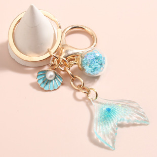 Amazon Hot Sale Marine Mermaid Keychain Drip Oil Gradient Fish Tail Fish Scale Surface Keychain Pendant