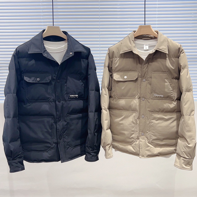 2025男士小翻领简约工装版衬衫羽绒服轻薄款男士羽绒服