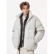 隐狼世家潮牌立领短款羽绒服男士加厚保暖宽松面包服外套冬季新款