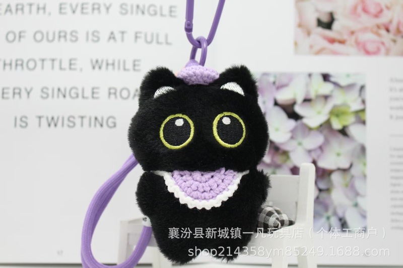 ペンダント小黒猫ins風掛け飾り漫画バッグぬいぐるみアイデアキーキーボタン口水巾ドーパミン|undefined