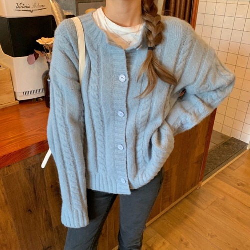 纯色编织格纹毛衣外套女慵懒风短款宽松早秋外穿上衣女士针织开衫详情26