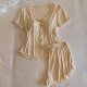 Modal Pajamas for Women Summer Short-Sleeved Shorts Two-Piece Set Thin Pure Lust Style Bow with Chest Pad Home Clothes